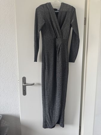 Abendkleid Glitzer grau 