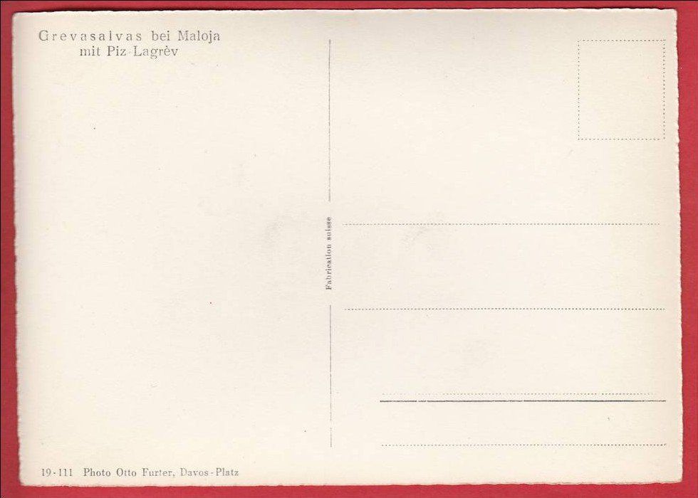 Cartoline postali: GREVASALVA BEI MALOJA, GROSSFORMAT – Usato da Grüningen venduto da Kartenlaube 1