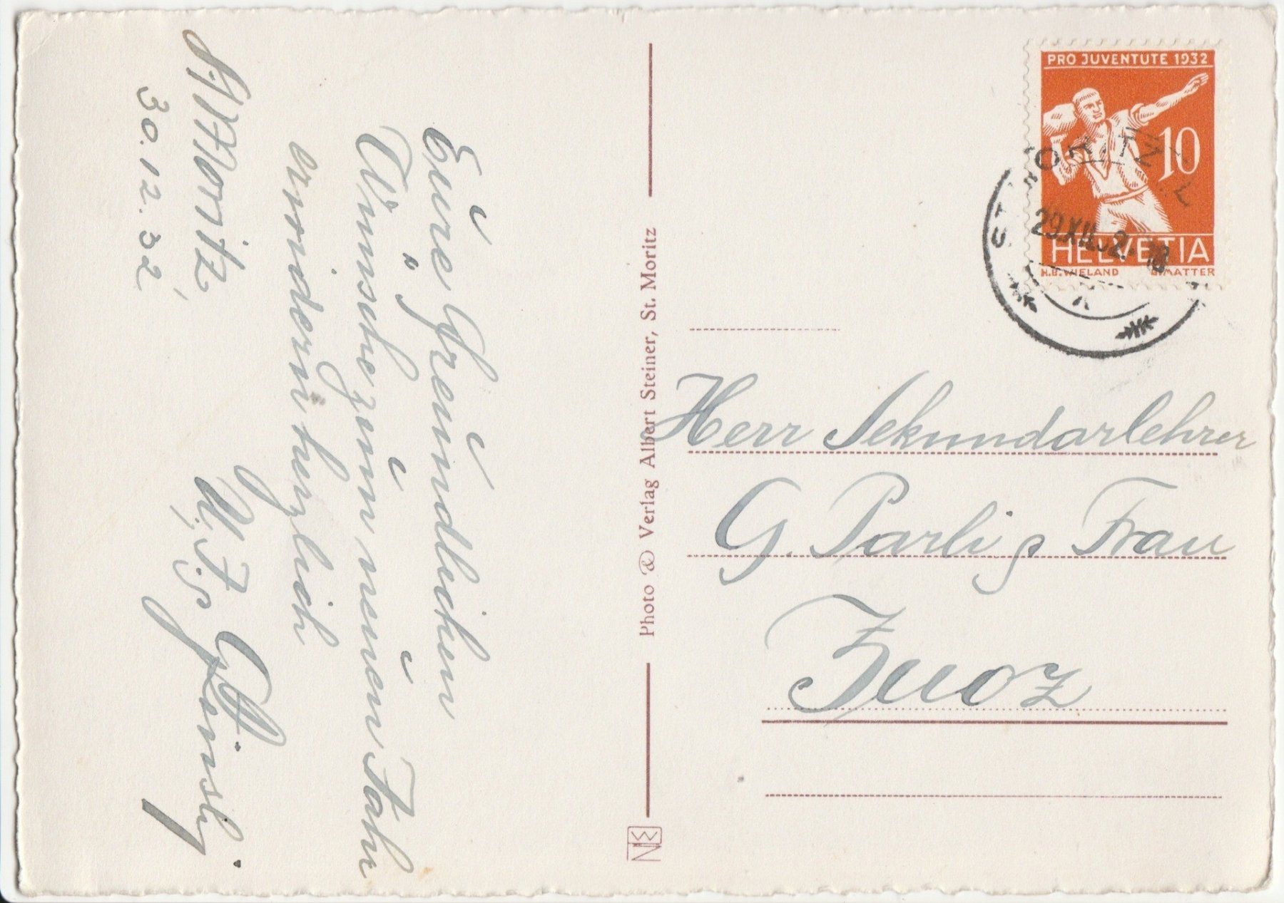 Cartes postales: Albert Steiner, Winterlandschaft  - (1932) – Défectueux à Fällanden par Blausegelfliege