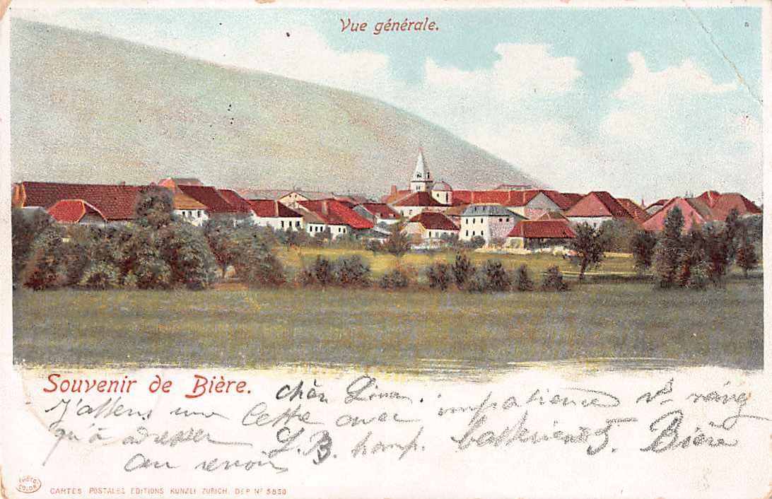 Cartoline postali: Souvenir de BIERE 1901 vue generale – Usato da Winterthur venduto da SchatzchischtliWinti