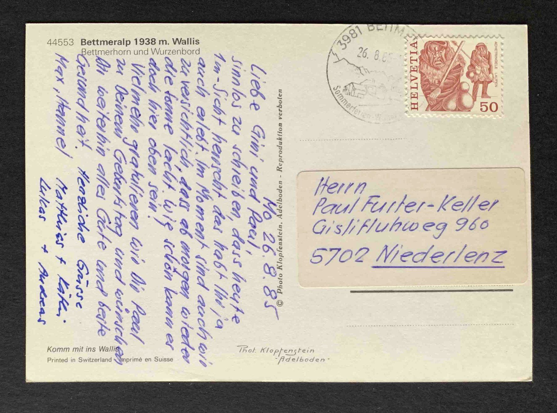 Cartoline postali: AK Bettmeralp Bettmerhorn – Usato da Goldau venduto da artelier1 1