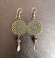 Boucles d'oreilles en Laiton et Pierre de Lave