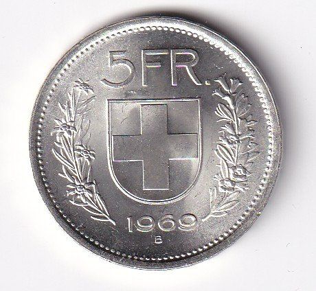 Alle Münzen: 5 Franken 1969 fast unz – Gebraucht aus Neuchâtel von karlpierrino