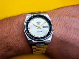 🩶 SEIKO 5 AUTOMATIK 24H VINTAGE HERREN UHR SILBER RAR