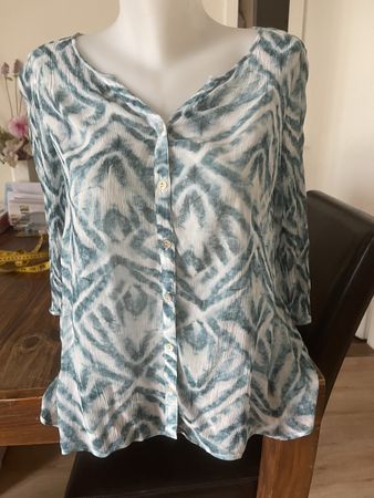 Chemise AMBER & MOON  38  blanche/turquoise comme neuve 