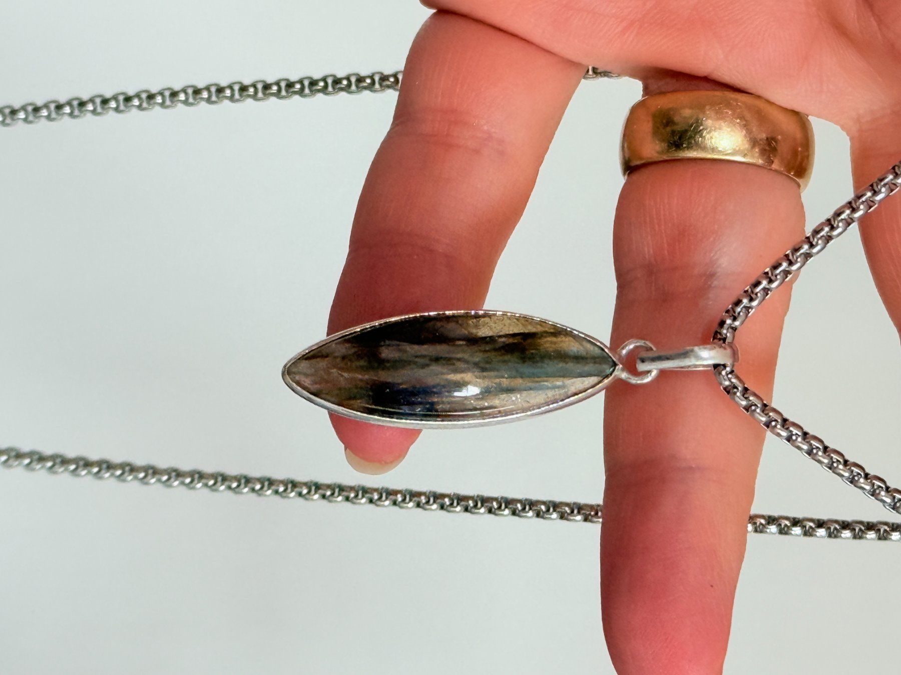 Ketten: Collier avec Labradorite – Neu und originalverpackt aus Genève von AWWA 9