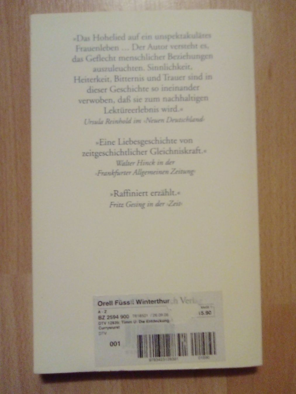 Libri: Die Entdeckung der Currywurst Uwe Timm - Novelle – Usato da Winterthur venduto da Colonica 1