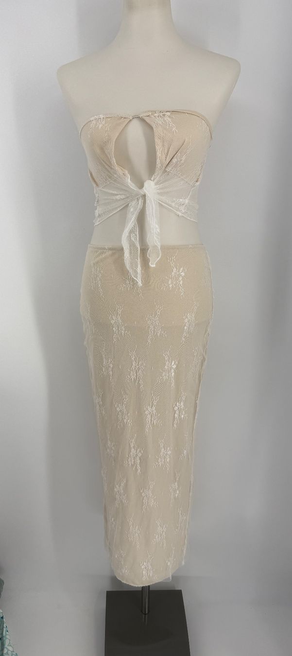Gonne: Sommer Set: Maxirock und Top, Beige Spitze, Gr. S – Usato da Auenstein venduto da moin. 1