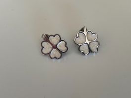 Boucles d'oreilles métal inoxydable et nacre forme de trèfle