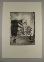ZÜRICH RATHAUSQUAI, LITHOGRAPHIE 1919