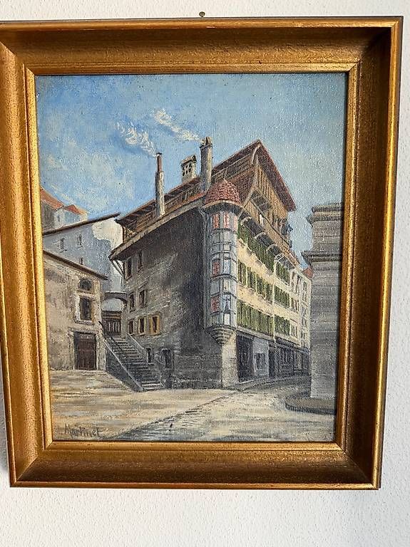 Gemälde: Tableau Ancienne Maison Bernoise Lausanne  – Gebraucht aus Preverenges von mih_vqg5 2