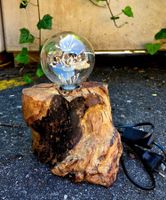 Holzlampe Tischlampe Einzelstück mit Edison LED Birne 💡 ...