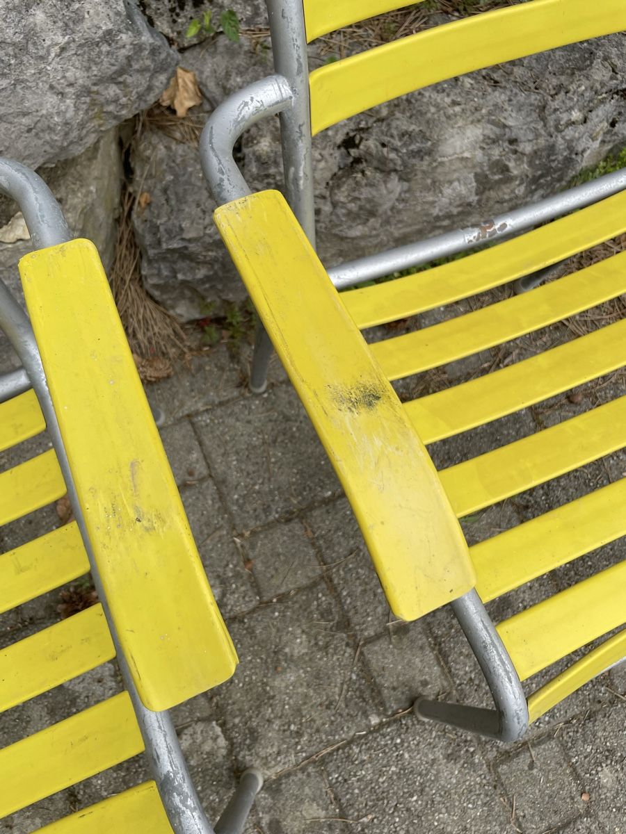 Sedie: 4 Chaises de jardin Vintage Jaune – Usato da Vallamand venduto da Bricbracbroc82 3
