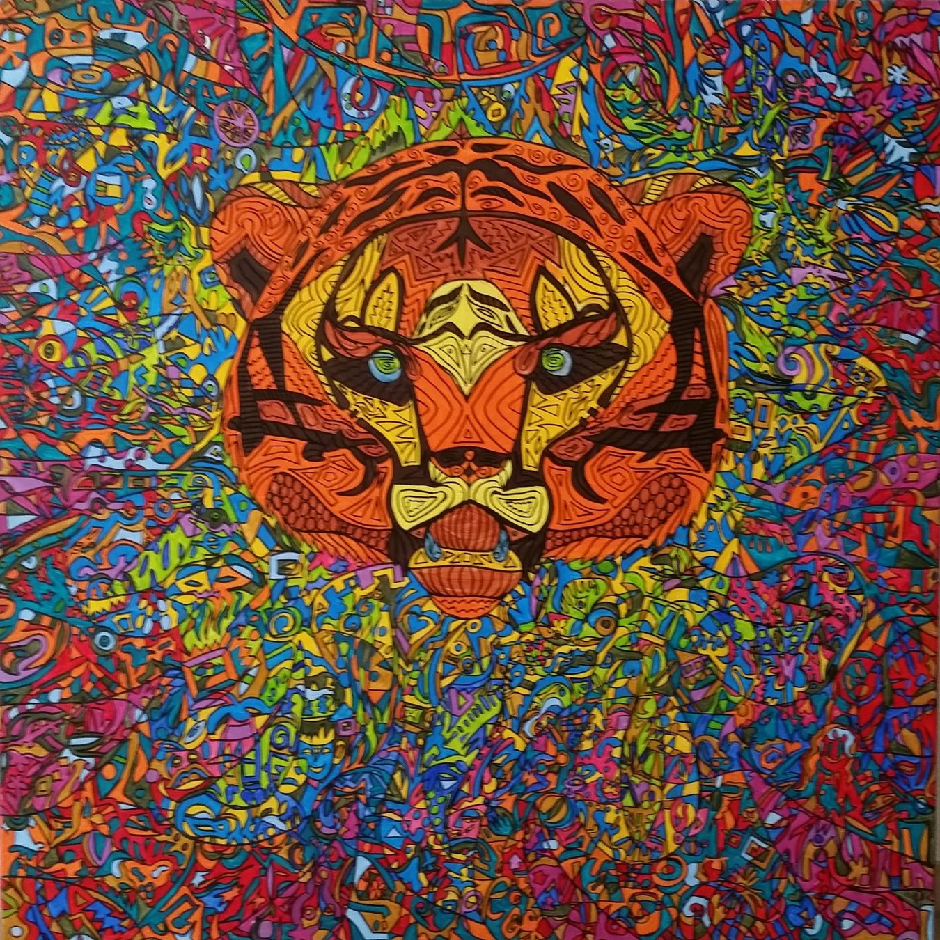 Tableaux: Acrylic Gemälde Tiger 100 x 100 cm – Neuf (Voir description) à Bellikon par MellonCollieMitTwint