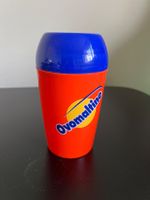 Ovomaltine Dose / Becher, Vintage Rarität, Orange/Blau! (56)