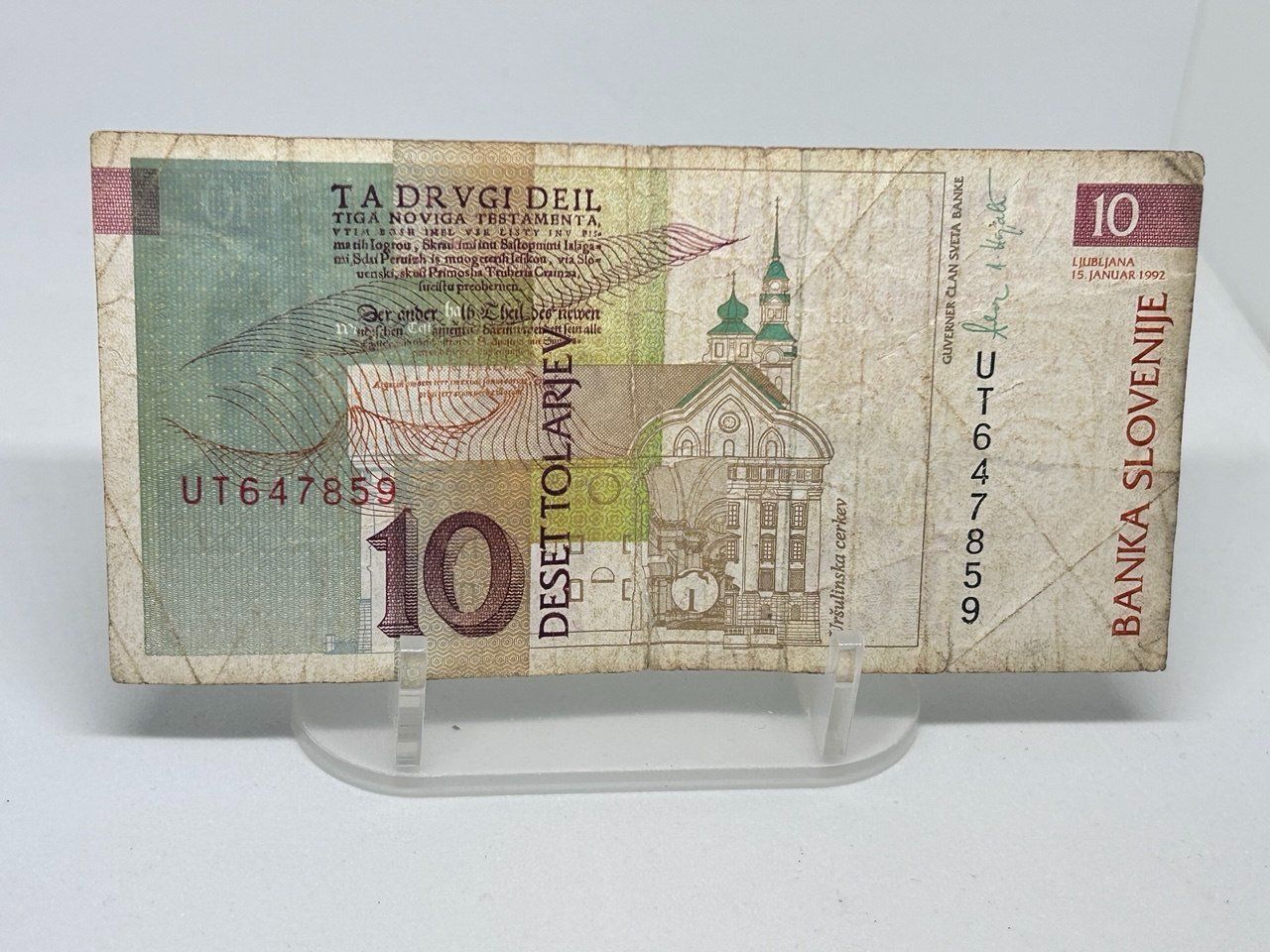 Banknoten: 10 Talleri Sloveni 1992 – Gebraucht aus Giubiasco von LorisVale 1