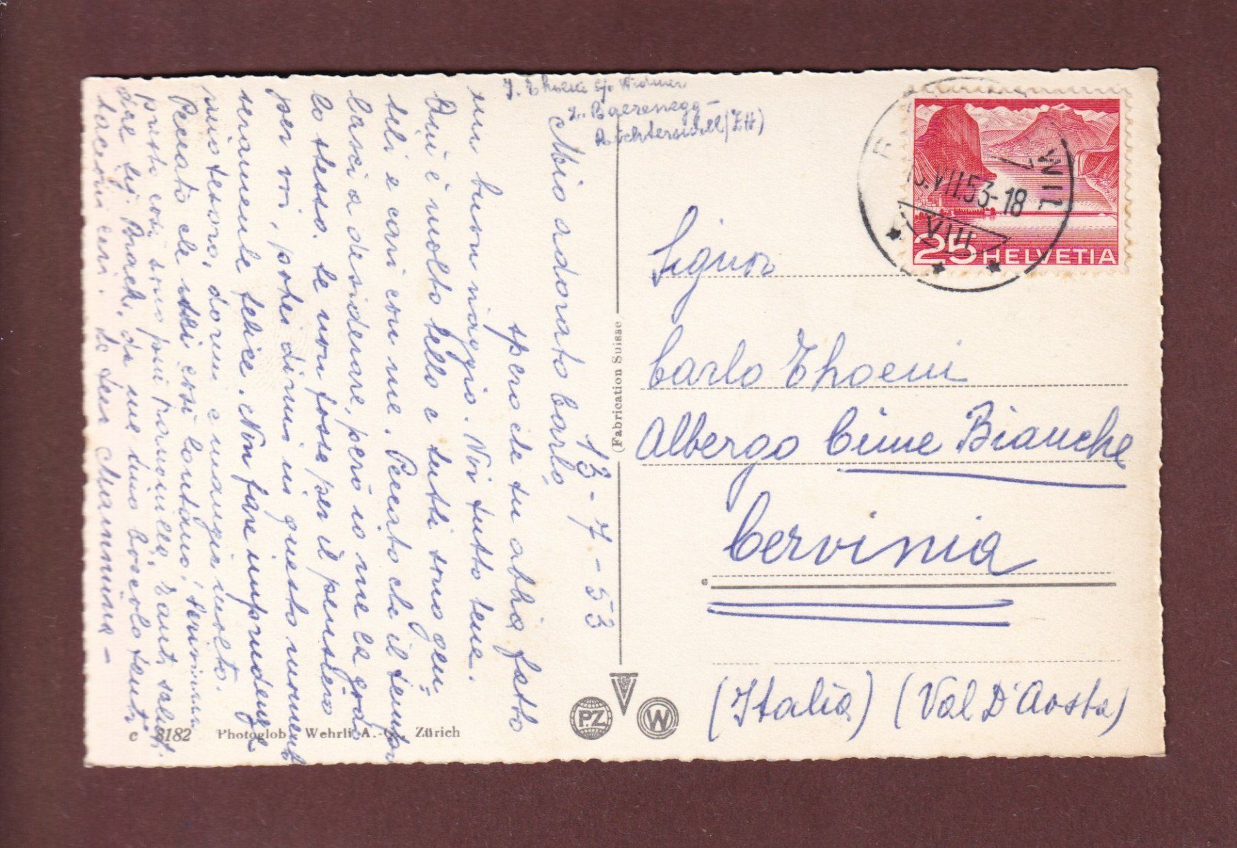Cartoline postali: RICHTERSWIL - 1953 – Usato da Pully venduto da nicecards-shop 1