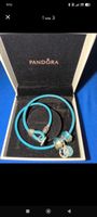 Pandora Armband Leder blau mit drei Charms in Box