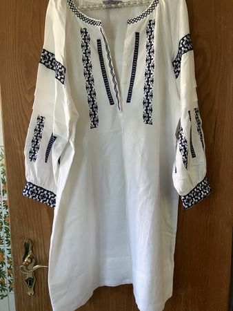 Neues besticktes Leinenkleid Gr L