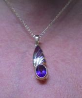 Echtschmuck: Anhänger Sambia-Amethyst, vergoldet