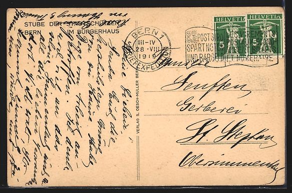 Cartoline postali: Bern, Gaststätte Bürgerhaus, Stube der – Usato da Berlin venduto da bartko-reher 1