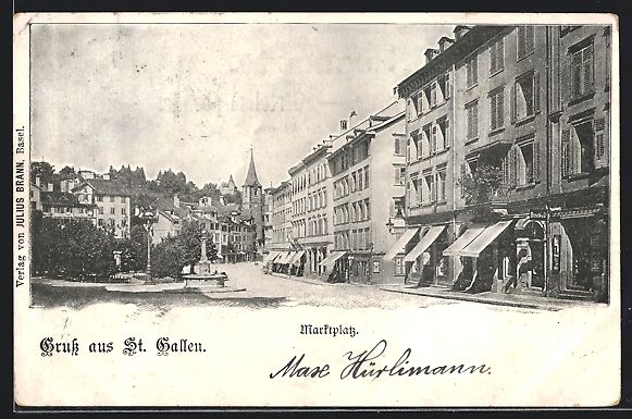Cartoline postali: AK St. Gallen, Marktplatz, 1901 – Usato da Berlin venduto da bartko-reher