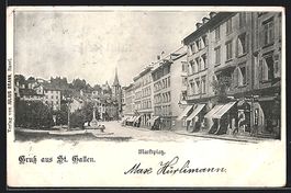 AK St. Gallen, Marktplatz, 1901