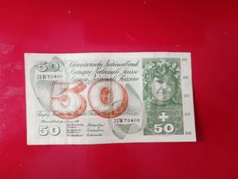 Alte SCHWEIZER BANKNOTE 50 Fr APFELERNTE 5.Jan.1970