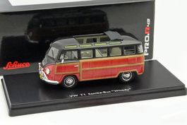 VW T1a Samba Bus 1951-1953 schwarz / rot / Holzoptik    1:43
