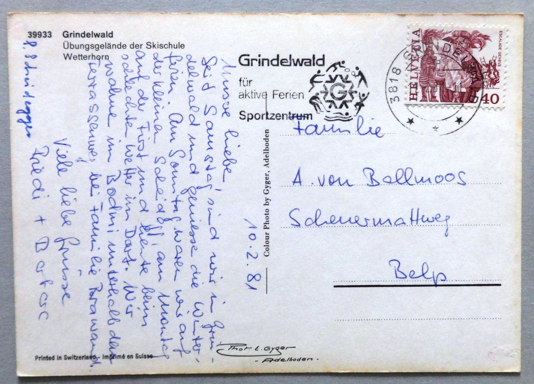 Cartoline postali: Grindelwald, Übungsgelände der Skischule – Difettoso da Fétigny venduto da Billy2miny 1