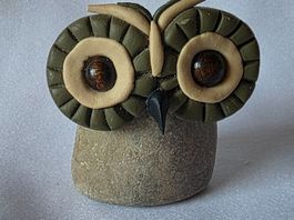 Eule Figur ist Naturstein Handgemacht und einzigartig