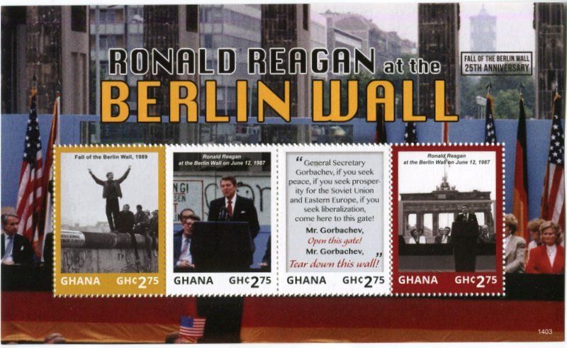 Tutti i francobolli: Block "Ronald Reagan. Berliner Mauer". Ghana. – Nuovo e nell'imballaggio originale da Basel venduto da Butsch5