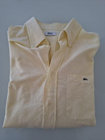 Chemise Lacoste jaune soleil, coton d'été, Taille 44,