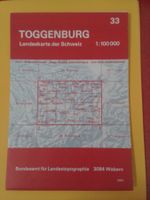 Landkarte der Schweiz Toggenburg mit Kilometernetz