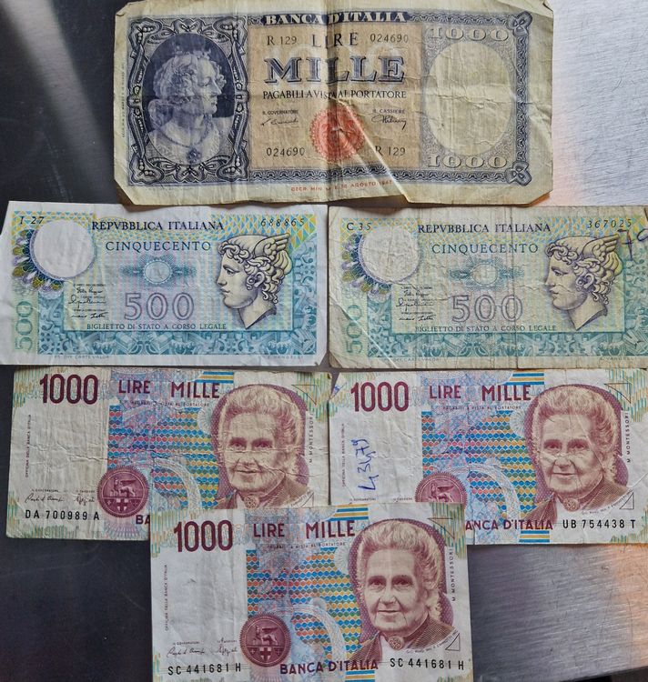 Italienische Lire Banknoten (Gebraucht) in Hünibach für CHF 4.2 – mit ...