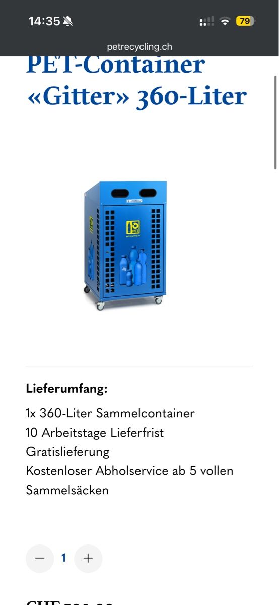 Contenitori edile: Praktisch neuer PET Container 360lt. – Nuovo (secondo la descrizione) da Hölstein venduto da Moserei14