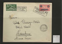 Lettre Luftpost Brugg-Yverdon 1927 avec F4 et F8