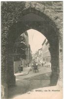 AK Basel, das Albanthor mit Pferdefuhrwerk 1906