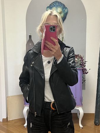 Sandro Paris Lederjacke,Gr.1 1 nachtblau Top Zustand! (52)