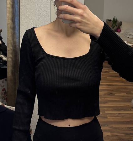 Crop Top langärmlig Gr. S black