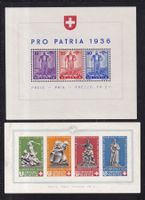 2 Stk. Pro Patria Blocks 1936 & 1940