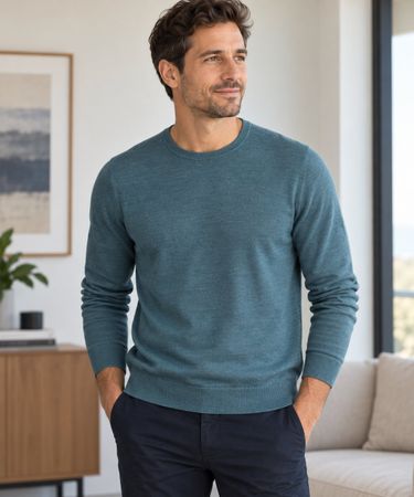 H&M Merinopullover M Petrol 100% Wolle
