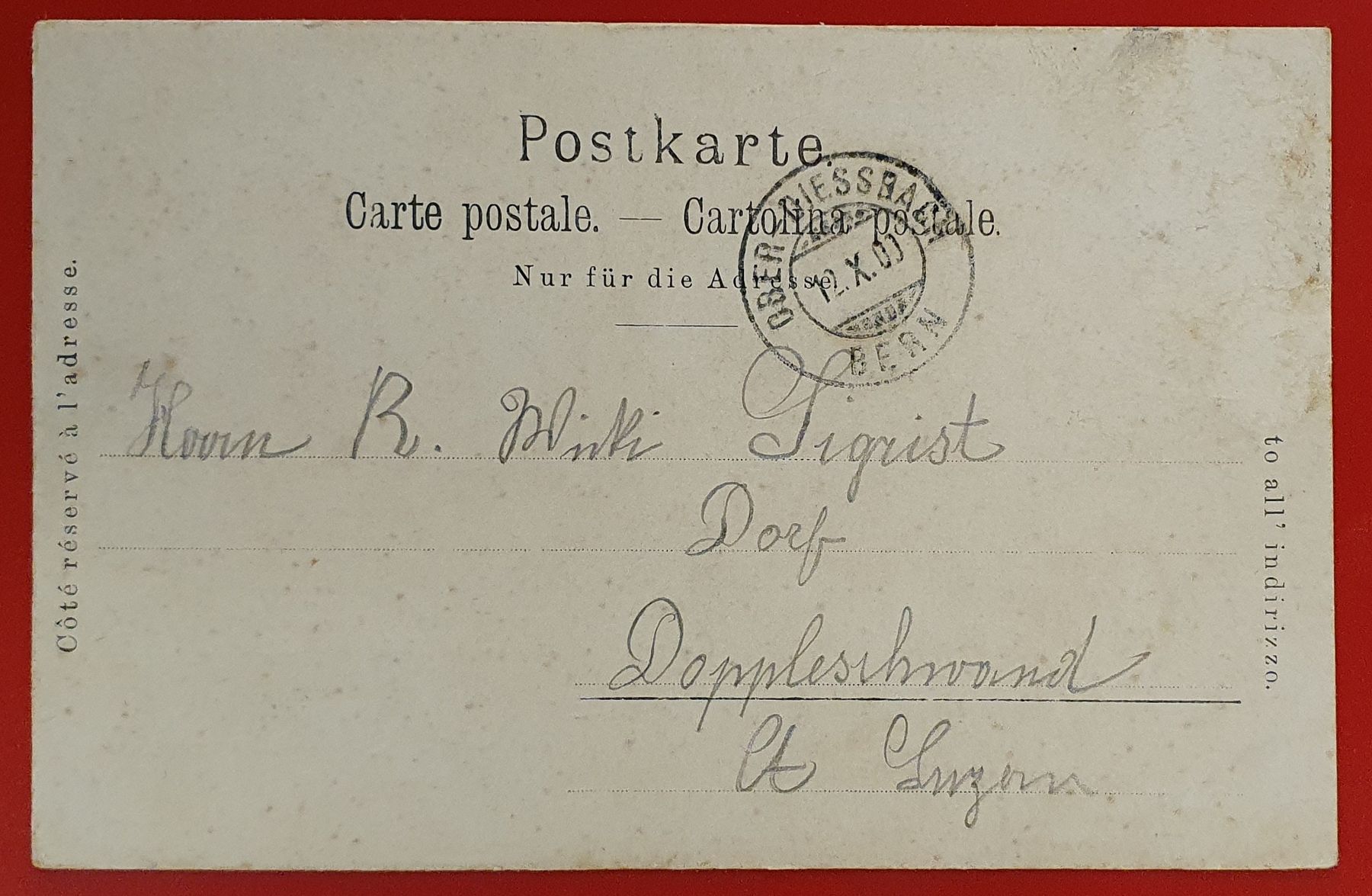 Cartoline postali: Gruss aus Oberdiessbach 1900 – Usato da Kreuzlingen venduto da Rschweiz1 1
