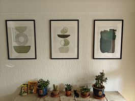 Set von 2 grossen, modernen Bildern im Passepartout