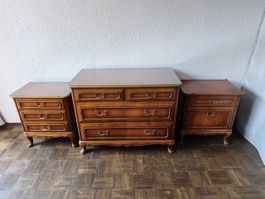 Vintage Kommode und 2 Nachttische Massiv Holz Louis XV
