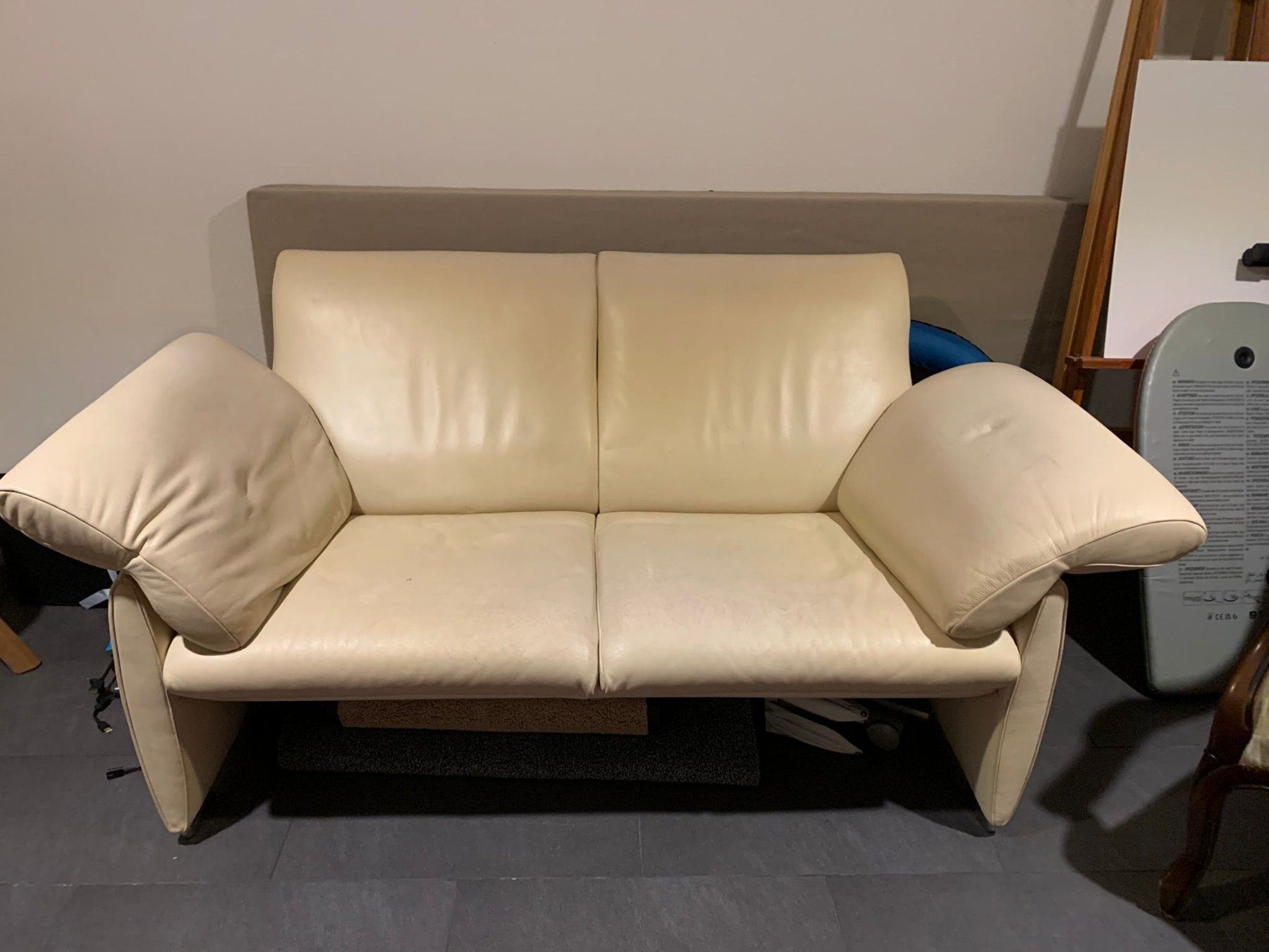 De Sede Divani: De Sede 2-er Leder-Sofa, creme-beige – Usato da Weingarten-Kalth venduto da Volk