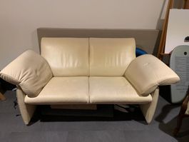 De Sede 2-er Leder-Sofa, creme-beige