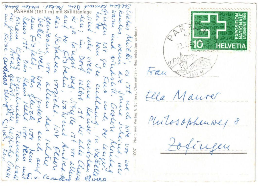 Cartoline postali: Parpan - Skilift Heimberg – Usato da Binningen venduto da Mountainrider 1