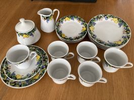 Geschirr-Set mit Fruchtmuster, 21-teilig, Vintage Style