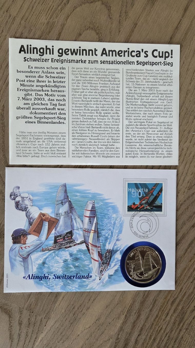 Medaillen: 2003 Alinghi Medallien Brief – Gebraucht aus Arni AG von Moth68
